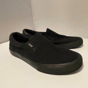 Lugz Clipper Slip On Sneaker Triple Black Canvas Men's Size 10.5